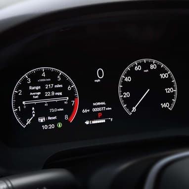 2027 Honda HR-V EX-L close up of the digital instrument cluster and gauges (Subcompact Crossover SUV).